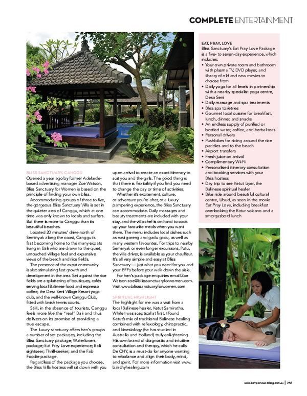 Complete Wedding Magazine: Hen's Getaway in Bali – Bliss Sanctuary For Women