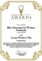 World Luxury Hotel Awards - Bliss Sanctuary For Women, Seminyak - 2017 Luxury Wellness Villa - Global Winner