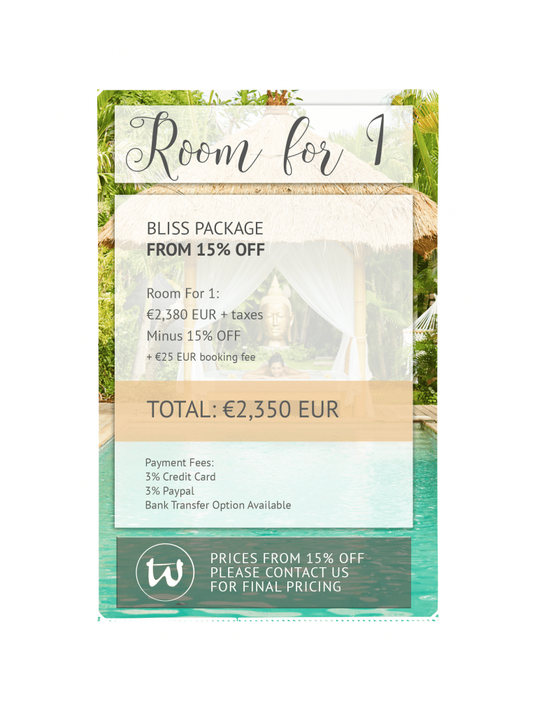 Room for 1 - Bliss Package 15% off EUR