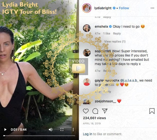 Lydia Bright Instagram TV - Tour of Bliss Sanctuary for Women