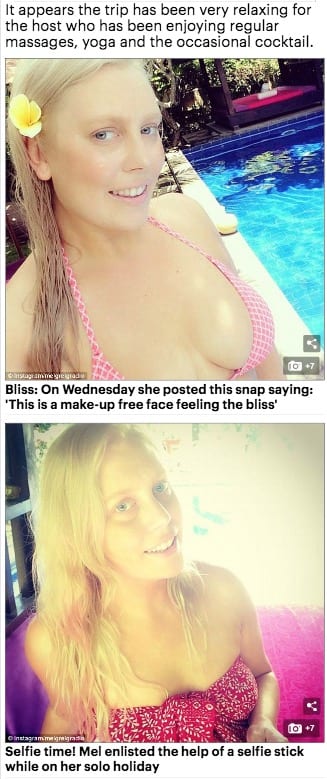 Mel Greig visits Bliss Bali retreat, Daily Mail online