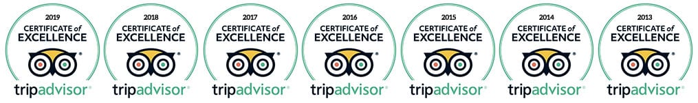 Trip Advisor Certificate of Excellence 2013-2019